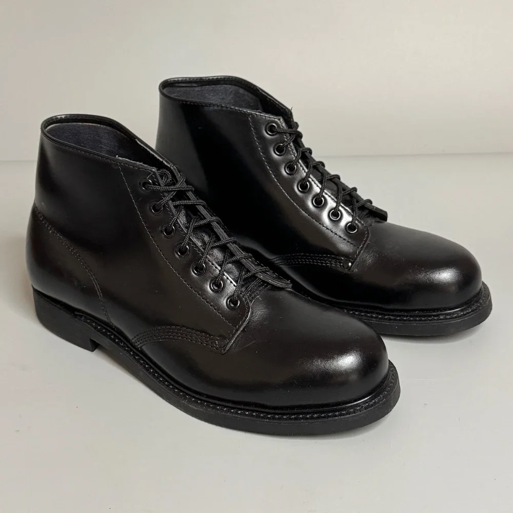 Lehigh Vintage Black Leather Steel Toe Safety Boots 8.5 E 31045R037 Work Shoes